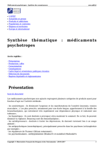 Médicaments psychotropes - Synthèse des connaissances