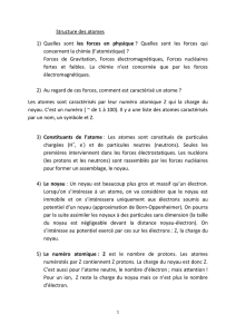 Structure des atomes 1) Quelles sont les forces en physique