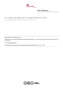 Les verbes de jugement en dagara (Burkina Faso)