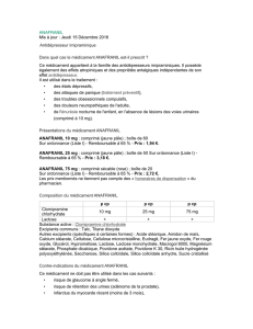 ANAFRANIL Mis à jour : Jeudi 15 Décembre 2016 Antidépresseur
