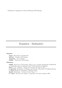 Transistor - Multim`etre - Préparation à l`Agrégation de Physique