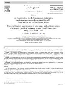 Les répercussions psychologiques des interventions médicales