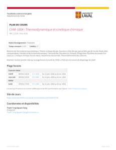 CHM-1004 : Thermodynamique et cinétique chimique
