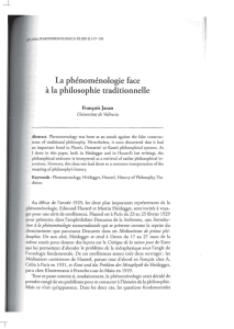 La phénoménologie face à la philosophie traditionnelle