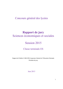 Rapport de jury Sciences économiques et sociales Session 2015