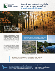 Les milieux naturels protégés en terres privées au Québec Une
