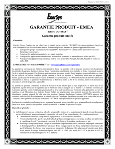 garantie produit - emea - EnerSys