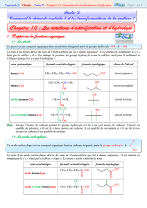 TS - Chapitre n°10 - les réactions d`estérification et d`hydrolyse