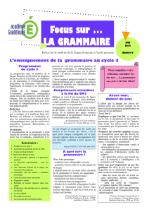 Focus sur … LA GRAMMAIRE