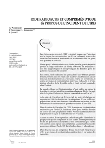 IODE rADIOACTIF ET COMPrIMÉS D`IODE (à PrOPOS DE L