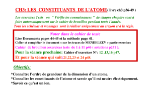CH3: LES CONSTITUANTS DE L`ATOME( livre ch3 p36