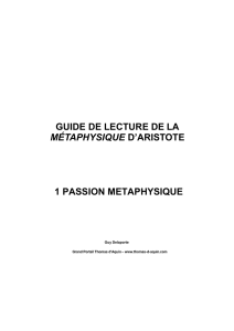 guide de lecture de la métaphysique d`aristote 1 passion