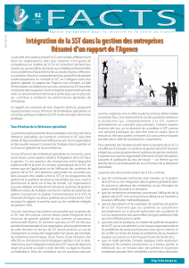 Factsheet 92 - Intégration de la SST dans la gestion d - EU-OSHA