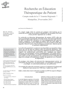recherche en éducation thérapeutique du Patient