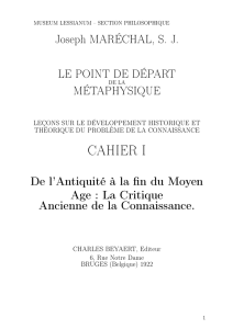 J.Maréchal, Le point de depart de la métaphysique Cahier I 1922
