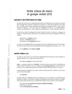 Verbe (classe de mots) et groupe verbal (GV)