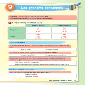 9 Les pronoms personnels