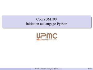 Cours 3M100 Initiation au langage Python