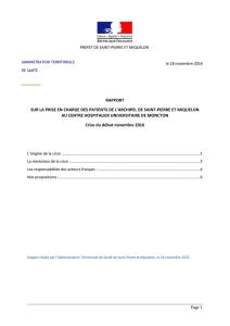 RAPPORT SUR LA PRISE EN CHARGE DES PATIENTS DE L
