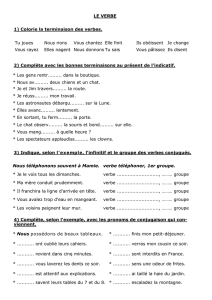 LE VERBE 1) Colorie la terminaison des verbes