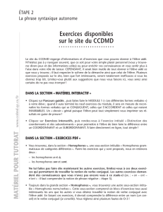 MATÉRIEL POUR TUTORAT Exercices disponibles sur le site du