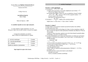 Examen Blanc type Diplôme National du Brevet Session Avril 2012