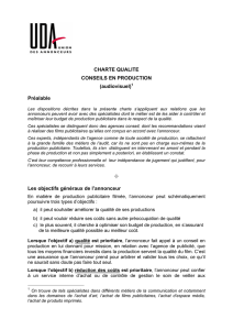 CHARTE QUALITE CONSEILS EN PRODUCTION (audiovisuel