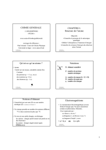 CHIMIE GENERALE CHAPITRE I. Structure de l - E