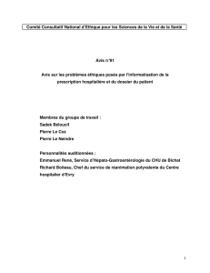 Problèmes éthiques posés par l`informatisation de la prescription