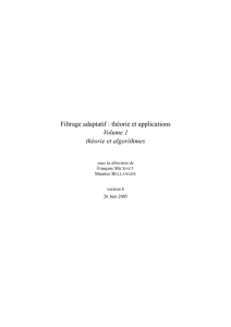 Filtrage adaptatif : théorie et applications Volume 1 théorie et