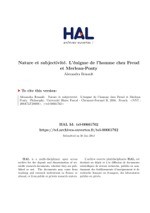 Nature et subjectivité. L`énigme de l`homme chez Freud et - Hal-SHS