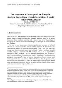Les emprunts lexicaux peuls au français
