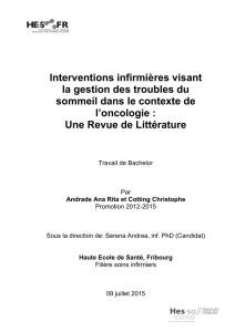 Interventions infirmières visant la gestion des troubles du sommeil