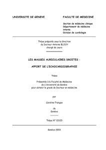 Les masses auriculaires droites : apport de l`échocardiographie