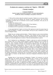 Evolution du commerce extérieur de l`Algérie : 1980-2005