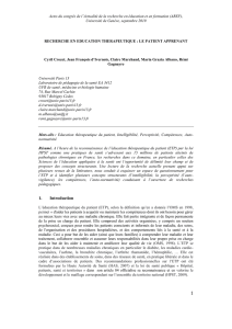 Recherche en éducation thérapeutique. Le patient apprenant