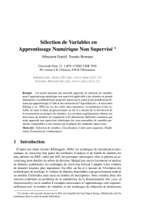 Sélection de Variables en Apprentissage Numérique Non
