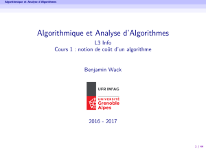 Algorithmique et Analyse d`Algorithmes