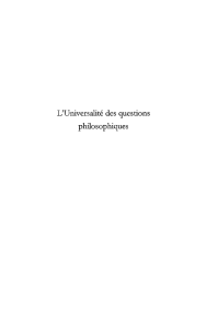 L`Universalité des questions philosophiques