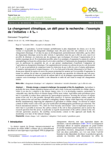 Le changement climatique, un défi pour la recherche : l`exemple de l