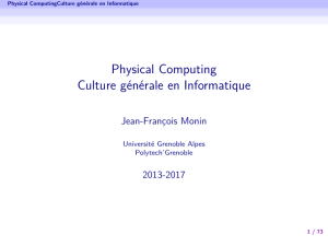 Physical Computing Culture générale en Informatique