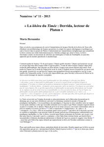 La khôra du Timée : Derrida, lecteur de Platon