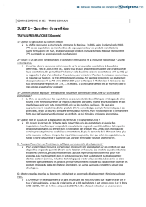 SUJET 1 – Question de synthèse