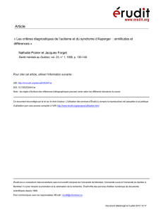 Les critères diagnostiques de l`autisme et du syndrome d`Asperger