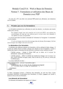 Formulaires et utilisation des Bases de Données avec PHP