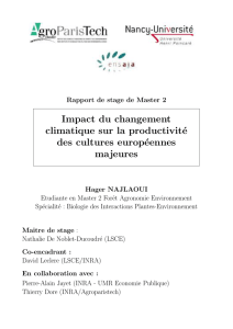 Impact du changement climatique sur la productivité des cultures