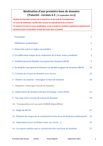 Réalisation d`une première base de données (Tutoriel