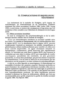 11. COMPLICATIONS ET SEQUELLES DU TRAITEMENT