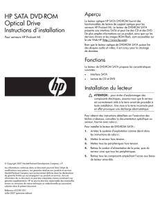 HP SATA DVD-ROM Optical Drive Instructions d`installation Pour