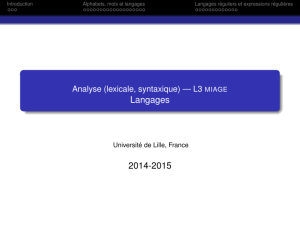- Analyse (lexicale, syntaxique) — L3 miage Langages